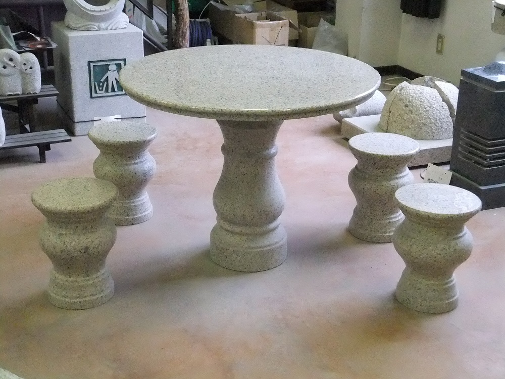 石製テーブルセット　円卓