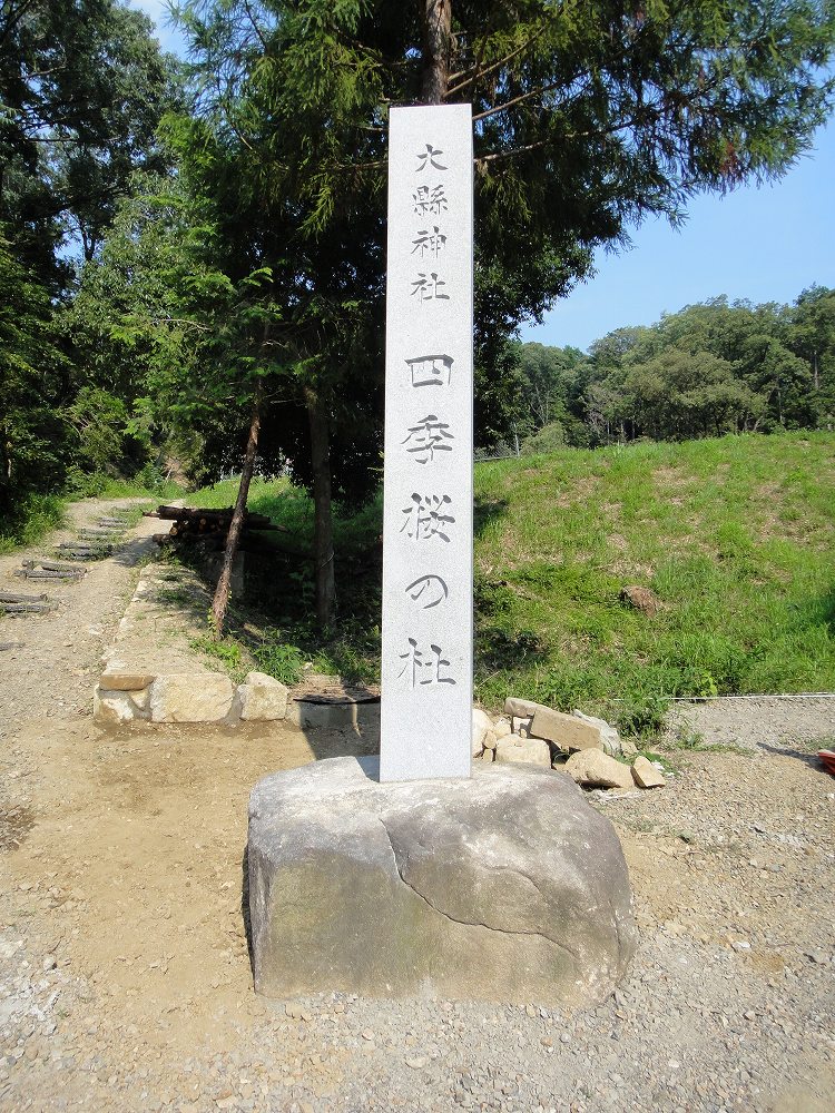 神社の石碑　四季桜の杜